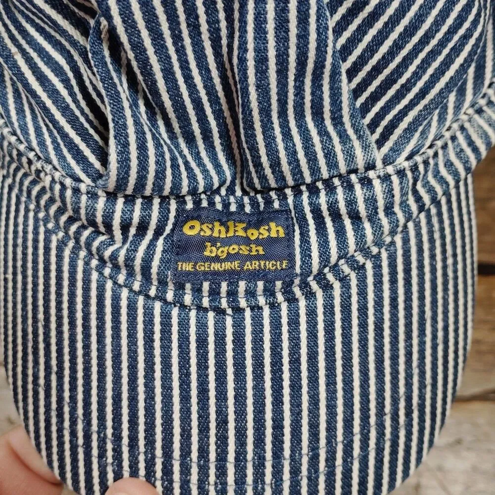 Baby Osh Kosh Hat Railroad Engineer Striped Cap 12-24 M Blue White
